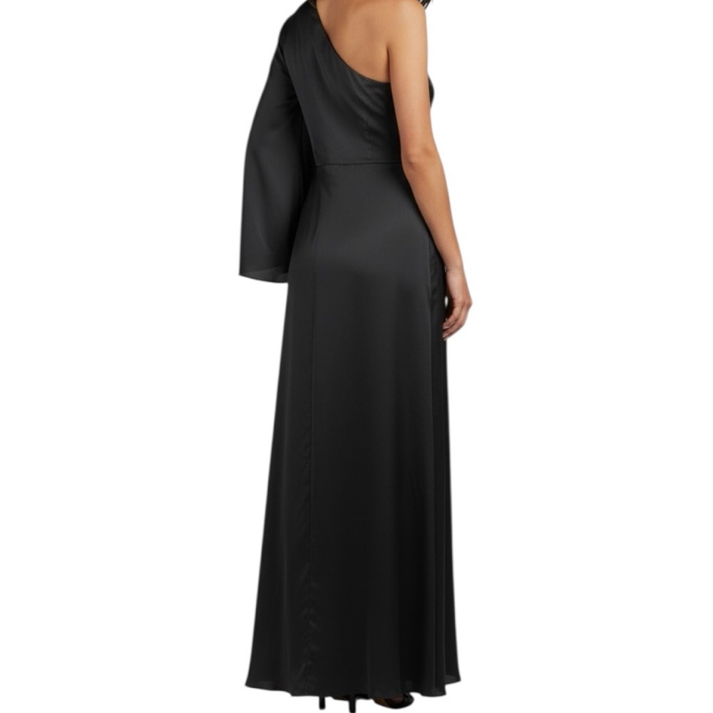 NWT SACHIN + BABI Black One Shoulder Georgette Full Length Dress Gown Size 6 - Picture 2 of 4